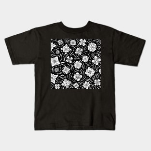 Black and White Flowers Kids T-Shirt